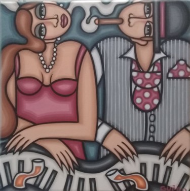 Картина под названием "Duo pour un piano" - Guena, Подлинное произведение искусства, Акрил