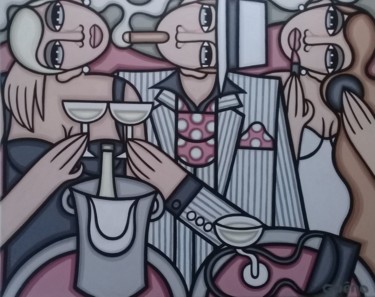Pintura intitulada "Champagne, cigare e…" por Guena, Obras de arte originais, Acrílico