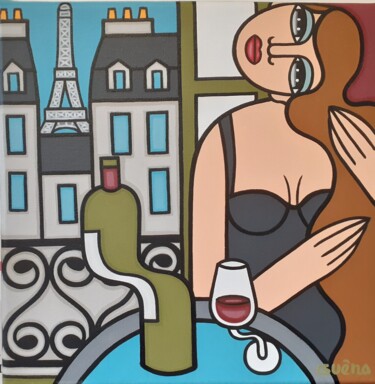 Malerei mit dem Titel ""Bordeaux pour une…" von Guena, Original-Kunstwerk, Acryl Auf artwork_cat. montiert