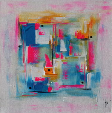 Painting titled "FIN DE SEMAINE" by Sandrine Hartmann, Original Artwork, Acrylic Mounted on Wood Stretcher frame