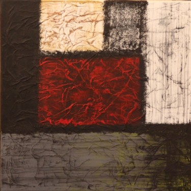 Pittura intitolato "rectangle rouge noi…" da Sandrine Hartmann, Opera d'arte originale
