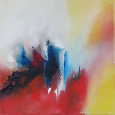Painting titled "Rumeur" by Sandrine Hirson, Original Artwork, Oil Mounted on Wood Stretcher frame