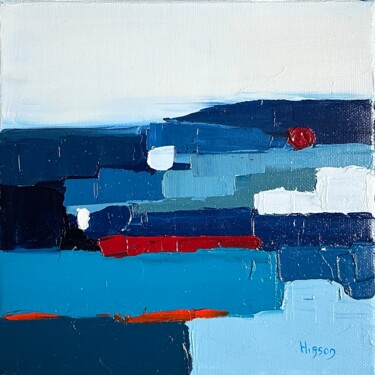 Painting titled "Infiniment bleu 8" by Sandrine Hirson, Original Artwork, Oil Mounted on Wood Stretcher frame