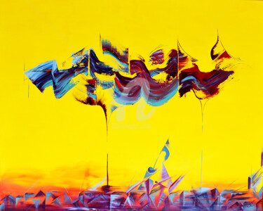 Peinture intitulée "Symphonie en bleu m…" par Sandrine Langlade, Œuvre d'art originale, Acrylique