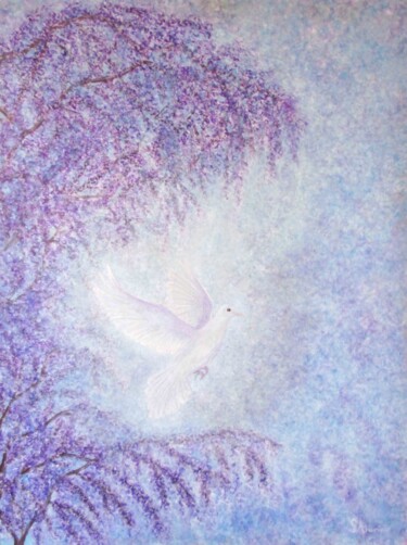 Painting titled "HOLY SPIRIT 12" by Sandrine Auriac, Original Artwork, Oil