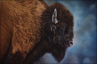 Dessin intitulée "bison" par Sandrine Puisais, Œuvre d'art originale, Pastel