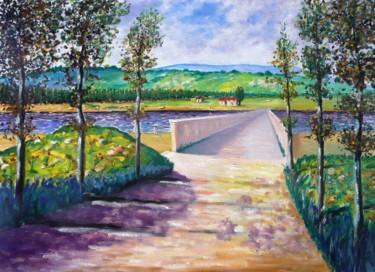 Painting titled "Paesaggio fluviale" by Sandro Sabatini, Original Artwork, Oil