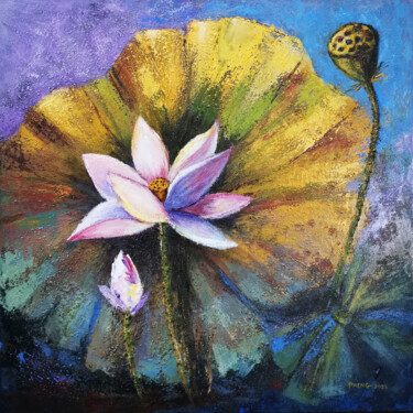 Pintura intitulada "Lotus Series II" por Lau Lai Pheng (Sandy), Obras de arte originais, Acrílico Montado em Painel de madei…
