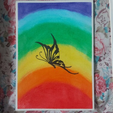 Malarstwo zatytułowany „Rainbow and butterf…” autorstwa Sangram Bubun, Oryginalna praca, Pastel