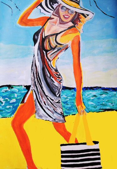 Malerei mit dem Titel "I'm a happy tourist" von Sanja Jancic, Original-Kunstwerk, Acryl