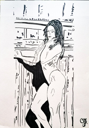 Tekening getiteld "Woman #7" door Sanja Jancic, Origineel Kunstwerk, Inkt