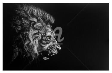 Painting titled "Lion" by Sanjay Gogs, Original Artwork, Oil