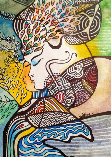 Dibujo titulada "Inner dreams" por Sanjay Punekar, Obra de arte original, Tinta