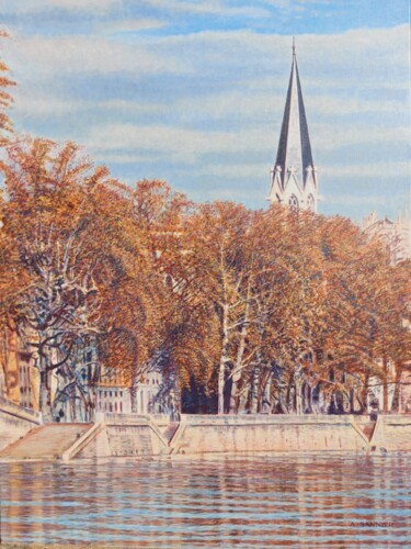 Peinture intitulée "Lyon, Saint-Georges…" par Sannier Alain, Œuvre d'art originale, Acrylique Monté sur Châssis en bois
