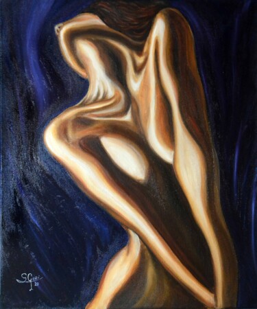 Malarstwo zatytułowany „Piel femenina 11” autorstwa Santi Goñi, Oryginalna praca, Olej Zamontowany na Drewniana rama noszy