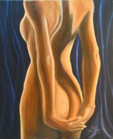 Painting titled "Piel femenina 20" by Santi Goñi, Original Artwork, Oil Mounted on Wood Stretcher frame