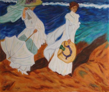 Painting titled "8-paseo-por-la-play…" by Santi Goñi, Original Artwork, Oil