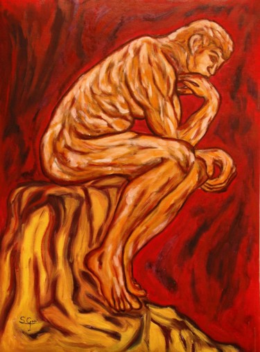 Pintura titulada "1-el-pensador-3.jpg" por Santi Goñi, Obra de arte original, Oleo