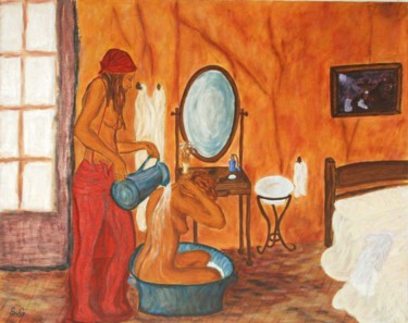 Painting titled "26-el-bano.jpg" by Santi Goñi, Original Artwork, Oil