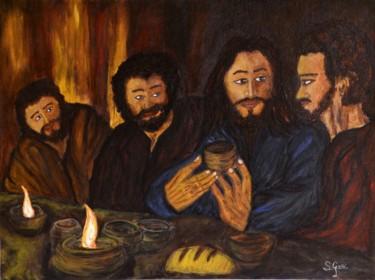 Pintura intitulada "3-ultima-cena-60x45…" por Santi Goñi, Obras de arte originais, Óleo