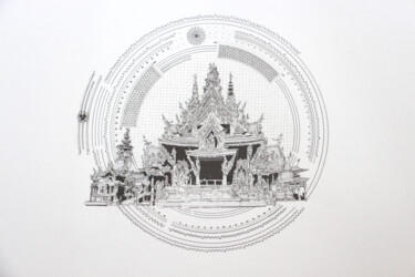 제목이 "The Temple of Truth"인 그림 Santiago Restrepo로, 원작, 잉크 알루미늄에 장착됨