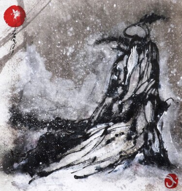 Peinture intitulée "Montagna innevata" par Santino Pompa, Œuvre d'art originale, Aquarelle Monté sur artwork_cat.