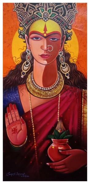 Pittura intitolato "Durga Devi" da Santosh Dangare, Opera d'arte originale, Acrilico
