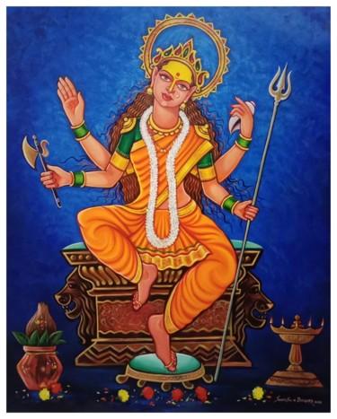 Pittura intitolato "Durga Devi 3" da Santosh Dangare, Opera d'arte originale, Acrilico