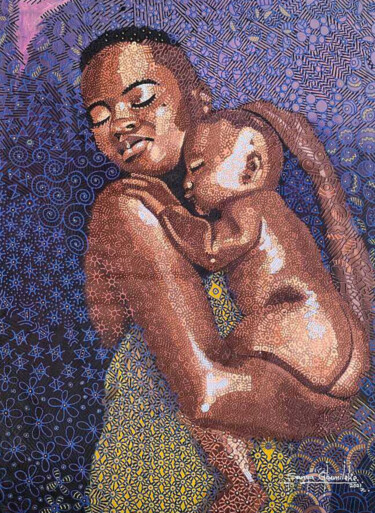 Pintura intitulada "Cradle bed" por Sanya Gbemileke, Obras de arte originais, Acrílico