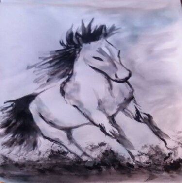 Painting titled "Horse" by São Vieira, Original Artwork, Acrylic