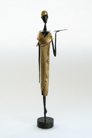 Sculpture titled "Woman with sigar" by Sapir Gelman, Original Artwork, Metals