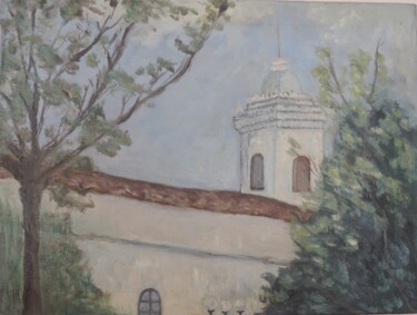 Schilderij getiteld "cathedral in Sobral" door Sara Costa, Origineel Kunstwerk, Olie