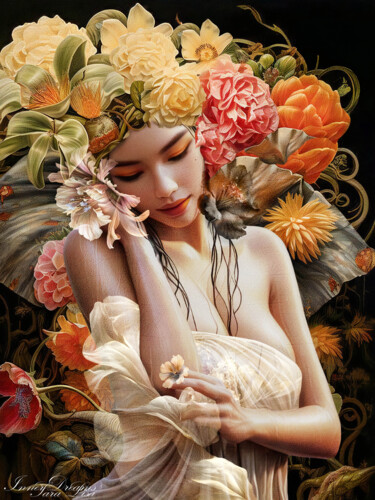 Digital Arts titled "EDEN" by Sara Lisa, Original Artwork, Digital Painting Mounted on Wood Stretcher frame