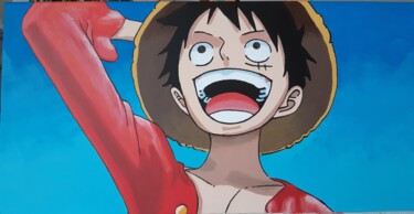 Pintura intitulada "One Piece - Luffy" por Sarah Ferrari, Obras de arte originais, Acrílico