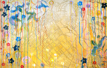 Картина под названием "Abu Dhabi I." - Sarah I. Avni, Подлинное произведение искусства, Акрил Установлен на Деревянная рама…