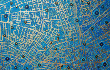 Картина под названием "Ravenna Map" - Sarah I. Avni, Подлинное произведение искусства, Акрил Установлен на Деревянная рама д…