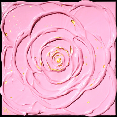 Ζωγραφική με τίτλο "Little Pink Rose wi…" από Sarah I. Avni, Αυθεντικά έργα τέχνης, Ακρυλικό Τοποθετήθηκε στο Ξύλινο φορείο…
