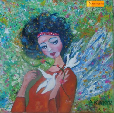 Peinture intitulée "L'ange du printemps" par Artanita, Œuvre d'art originale, Autre