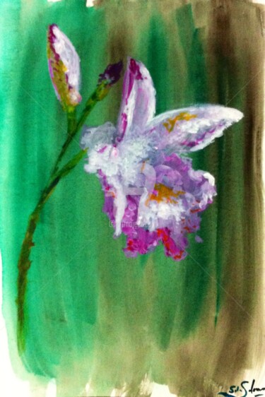 Peinture intitulée "Orchidée" par Sarah Agathe Salomon, Œuvre d'art originale, Aquarelle