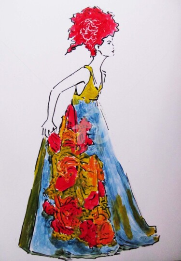 Disegno intitolato "Femme" da Sara Raquel Sarangello, Opera d'arte originale, Inchiostro