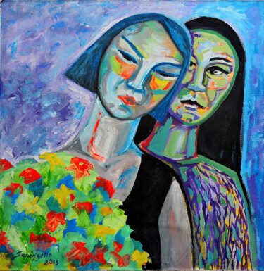 Schilderij getiteld "Spring love femme" door Sara Raquel Sarangello, Origineel Kunstwerk, Acryl