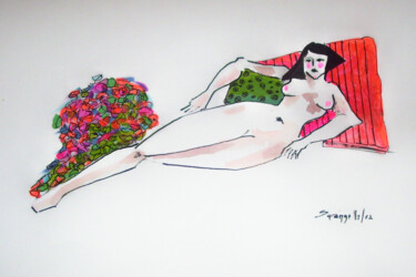 "Femme Spring flower…" başlıklı Tablo Sara Raquel Sarangello tarafından, Orijinal sanat, Petrol
