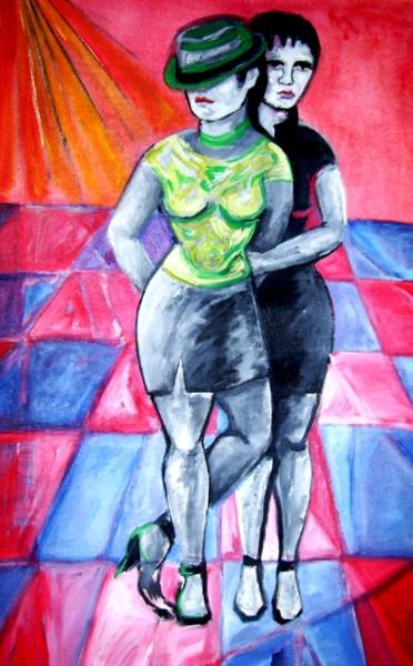 Painting titled "Tango Dancers music" by Sara Raquel Sarangello, Original Artwork, Oil