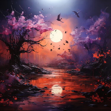 数字艺术 标题为“Moonlit night” 由Saras, 原创艺术品, 数字油画
