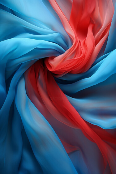 Картина под названием "Floating blue-red s…" - Saras, Подлинное произведение искусства, Изображение, сгенерированное ИИ