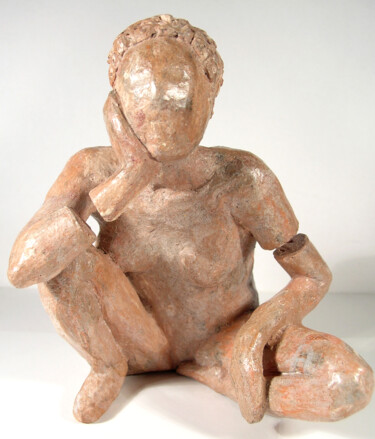 Скульптура под названием "Sculpture "Femme pe…" - Sarcie, Подлинное произведение искусства, Терракота