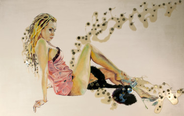 Painting titled "Symba as Danae" by Sarita Nanni, Original Artwork, Oil