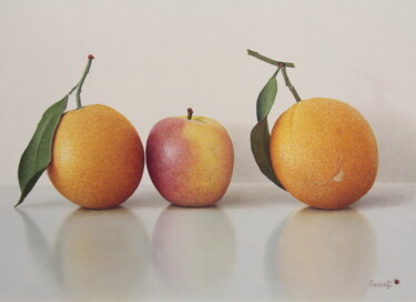 Peinture intitulée "Trio fruits !" par Reza Sarrafi, Œuvre d'art originale, Huile