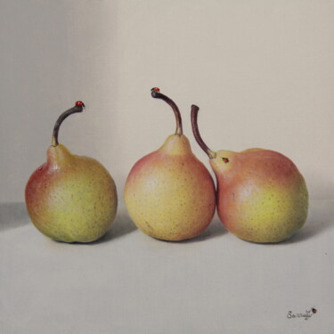 Картина под названием "Trio poires !" - Reza Sarrafi, Подлинное произведение искусства, Масло