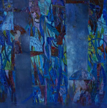 Pittura intitolato "Walking in the rain" da Šarūnas Šarkauskas, Opera d'arte originale, Olio